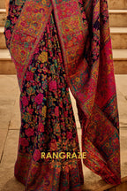 Midnight Blue Multicolor Woven Kashmiri Jamewar Saree With Beautiful Rich Pallu
