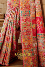 Opal White Multicolor Woven Kashmiri Jamewar Saree With Beautiful Rich Pallu