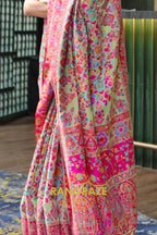 Royal Pastel Green Multi Color Kashmiri Jamewar Weave Saree