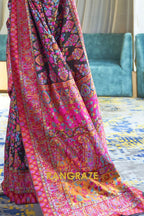Black Multi Color Kashmiri Jamewar Weave Saree