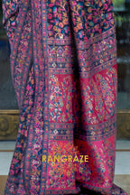 Navy Blue Woven Kashmiri Pashmina Saree