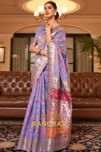 Orchid Purple Multi Color Woven Pashmina Jamewar Saree
