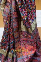 Onyx Black Woven Kashmiri Pashmina Saree