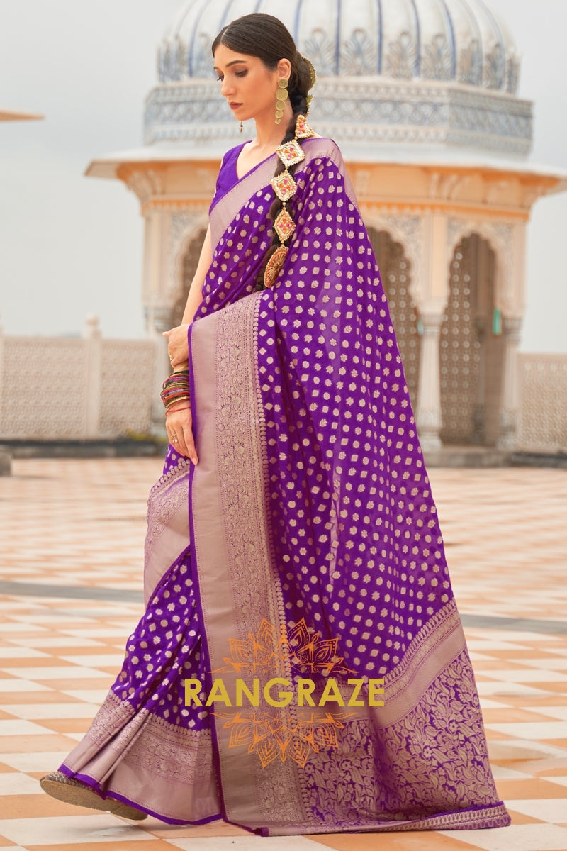 Imperial Purple Banarasi Khaddi Georgette Saree