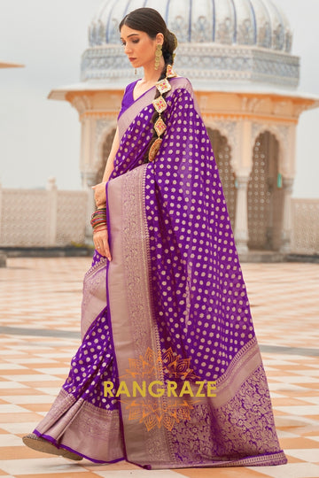 Imperial Purple Banarasi Khaddi Georgette Saree