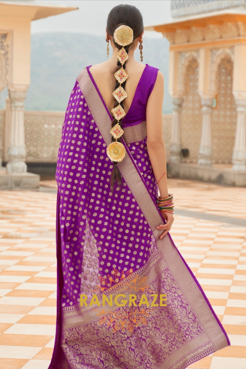 Imperial Purple Banarasi Khaddi Georgette Saree