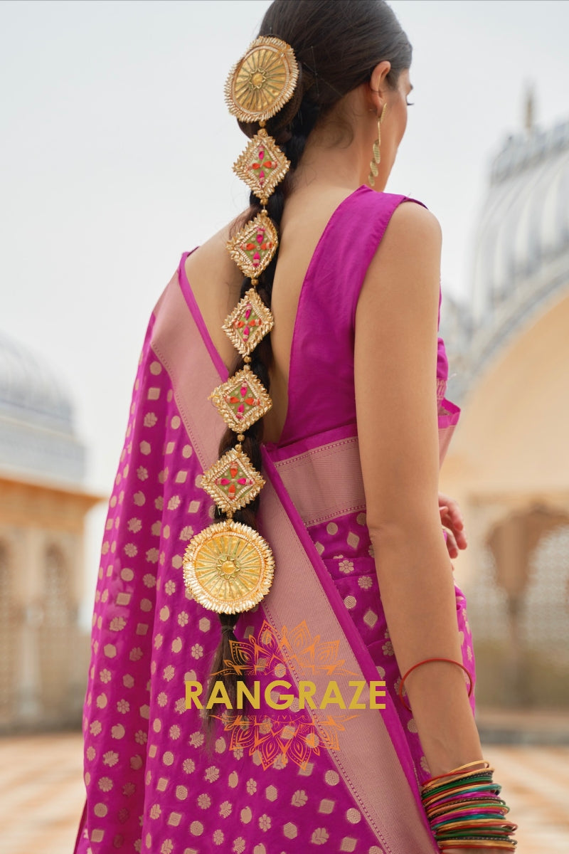 Fuchsia Bloom Banarasi Khaddi Georgette Saree