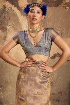Lavender Grey Woven Kanjivaram Silk Saree