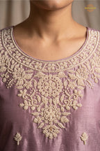 Lilac Readymade Bead Work Chinon Palazzo Suit