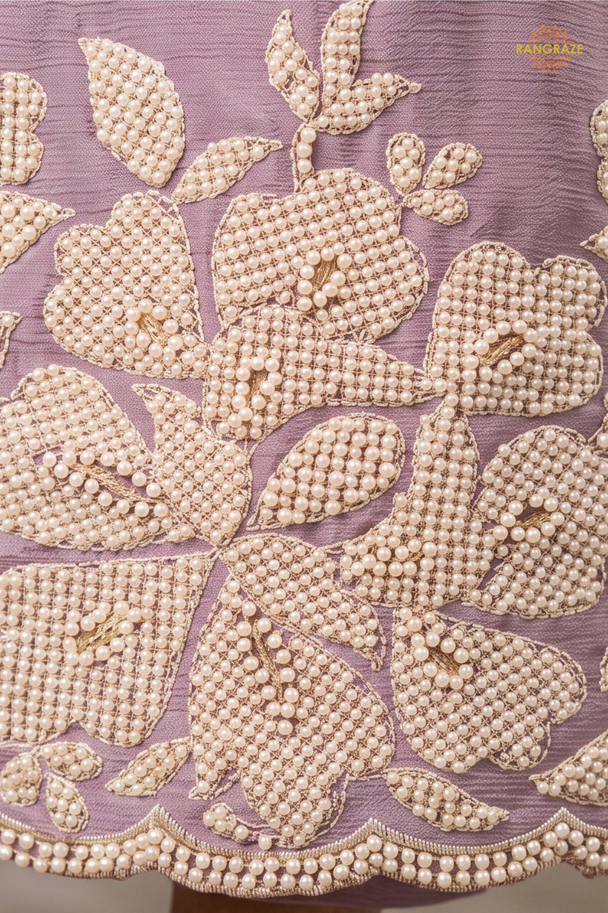 Lilac Readymade Bead Work Chinon Palazzo Suit