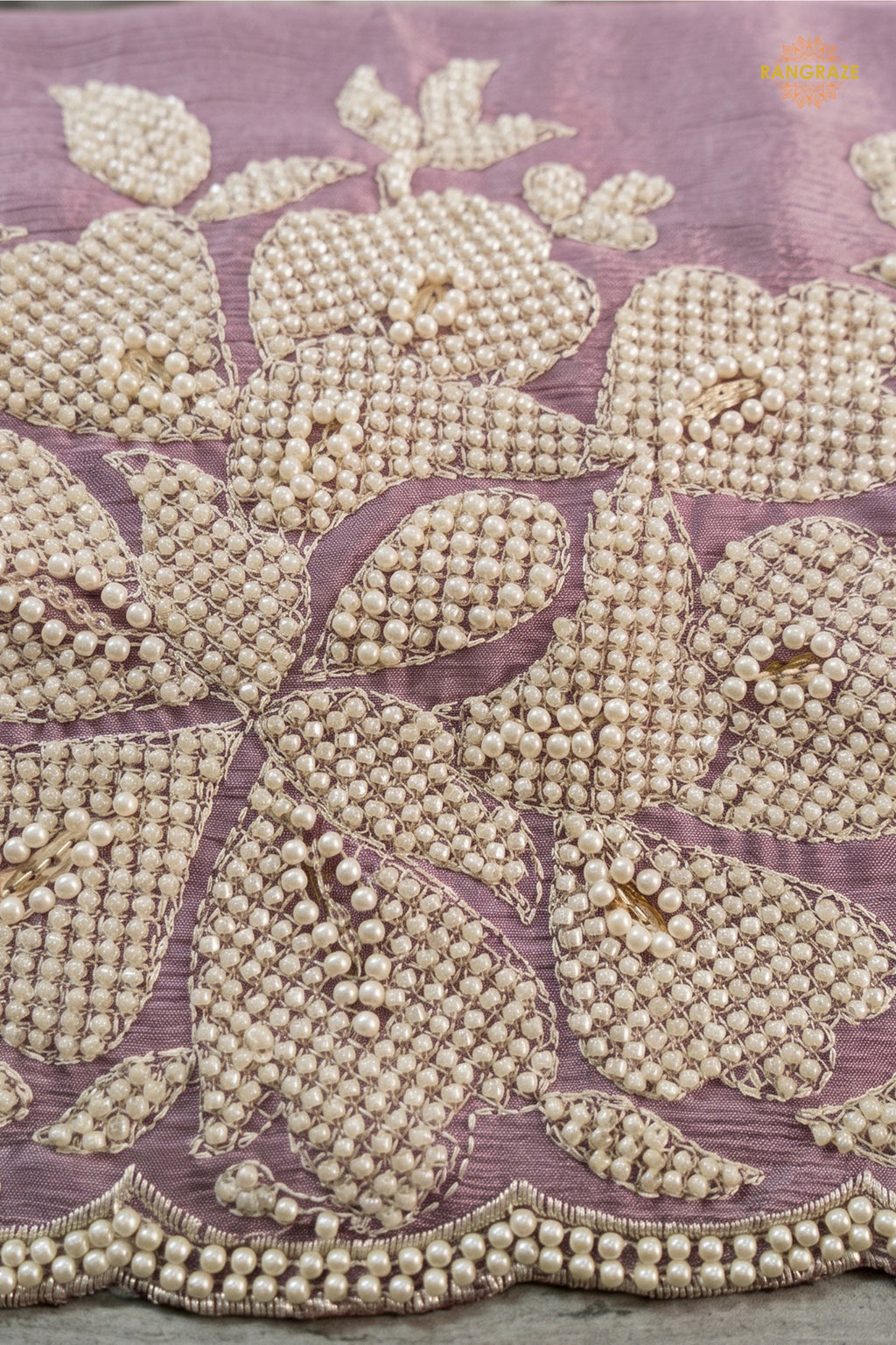 Lilac Readymade Bead Work Chinon Palazzo Suit