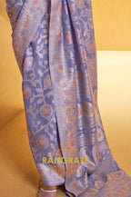 Lavender Lilac Woven Lucknowi Banarasi Silk Saree