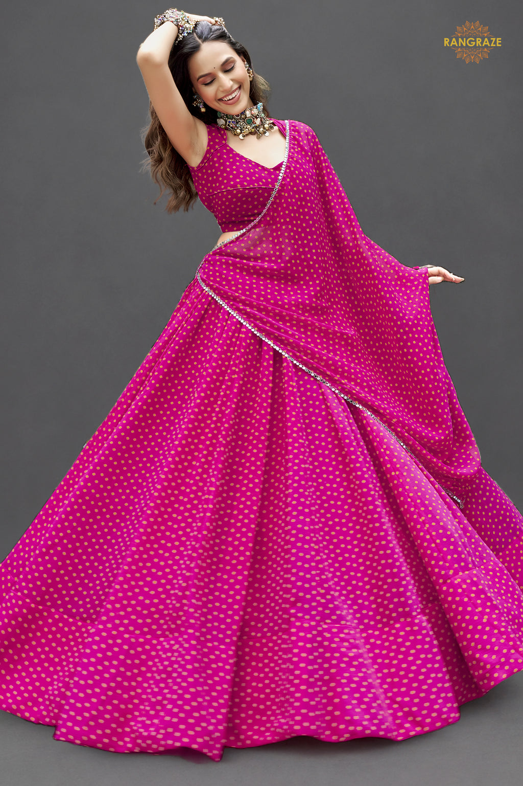 Magenta Mehfil Flare Lehenga