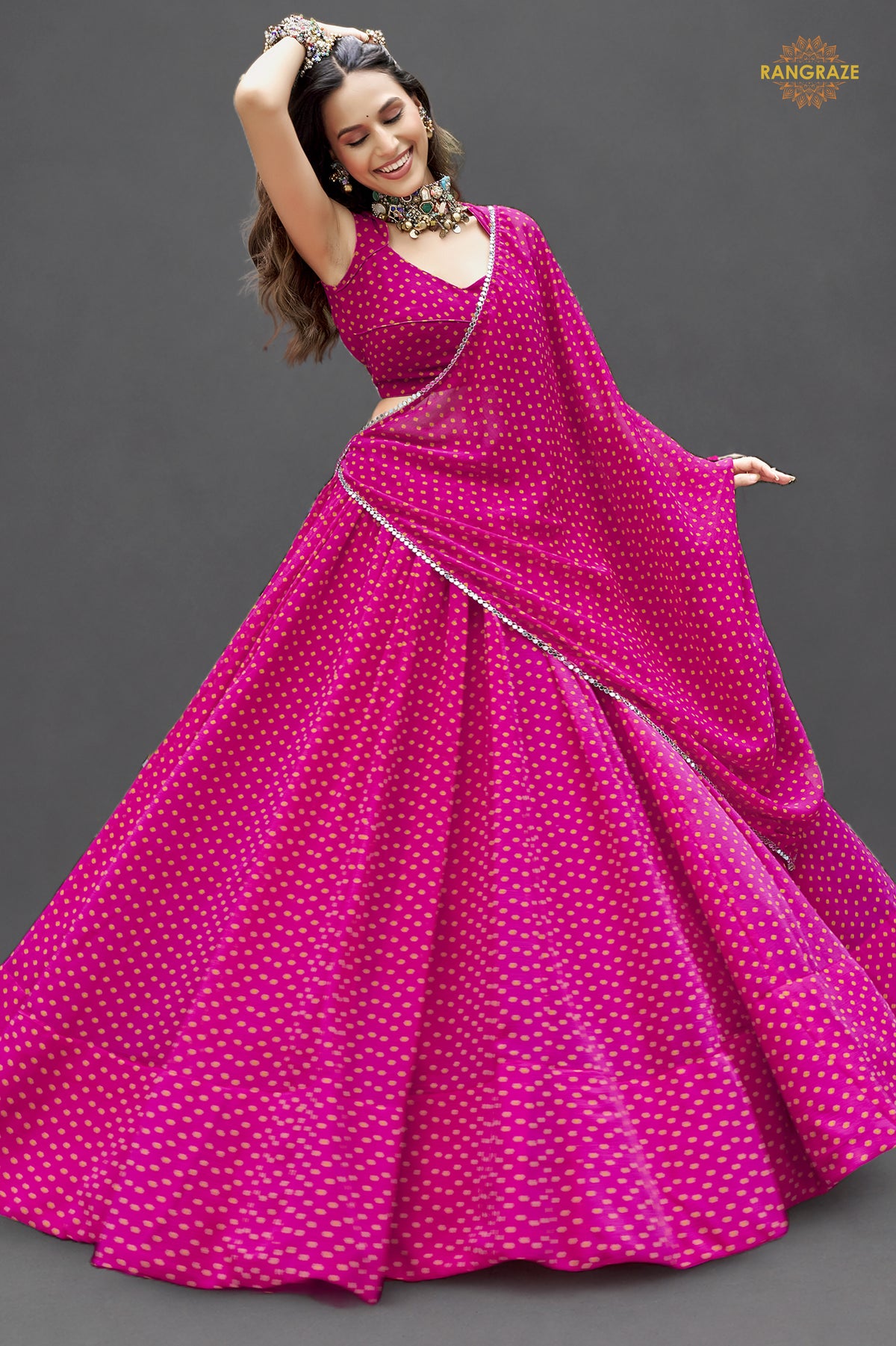 Magenta Mehfil Flare Lehenga