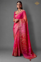 Magenta Ombre Woven Dola Crape Soft Silk