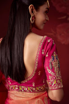 Magenta Ombre Woven Dola Crape Soft Silk
