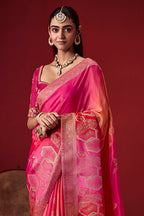 Magenta Ombre Woven Dola Crape Soft Silk