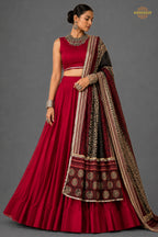 Maroon Stitched  Rayon Lehenga With Mirror Lace