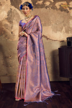 Metalic Lavender Woven Kanjivaram Silk Saree