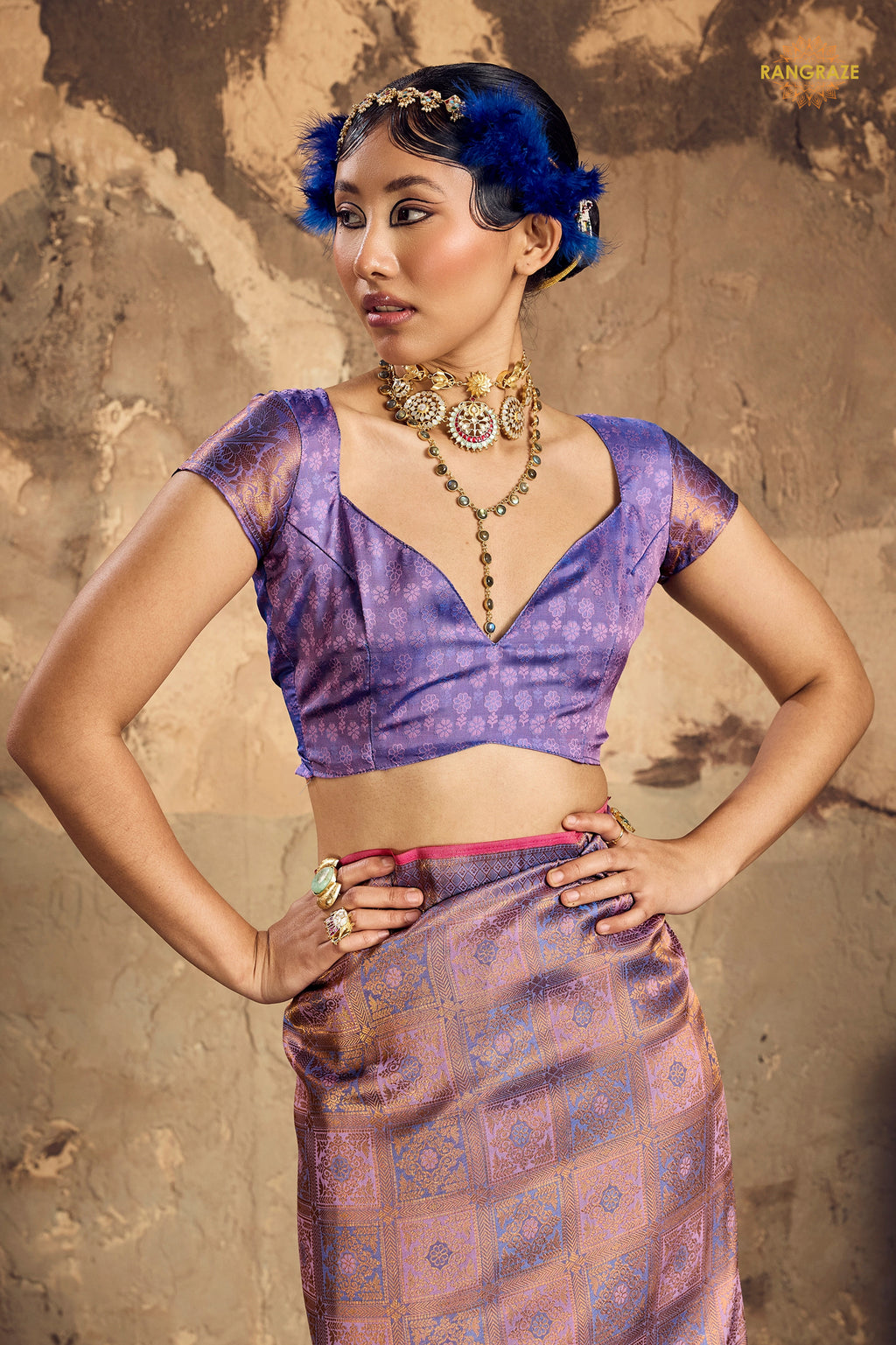 Metalic Lavender Woven Kanjivaram Silk Saree