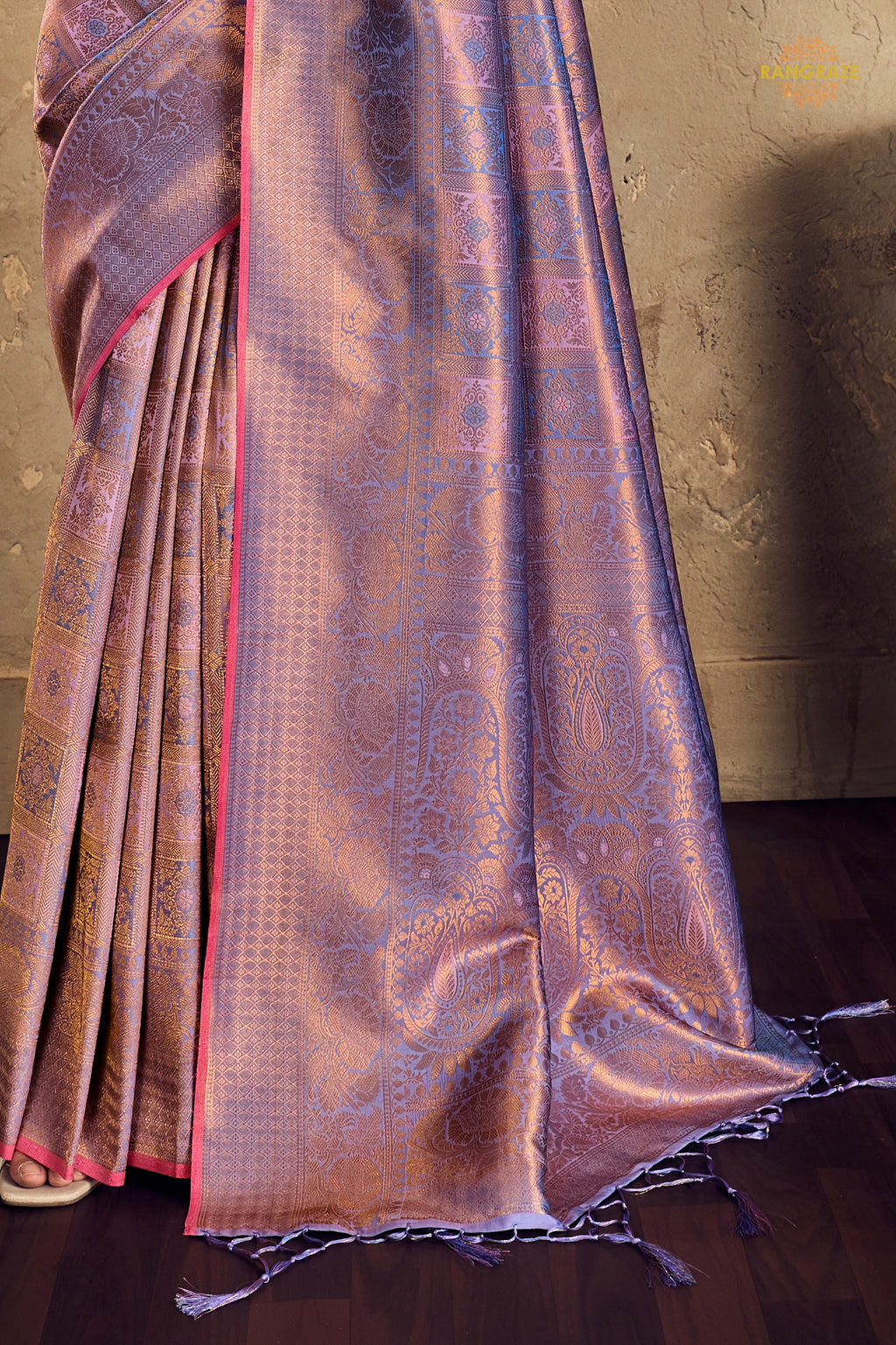 Metalic Lavender Woven Kanjivaram Silk Saree