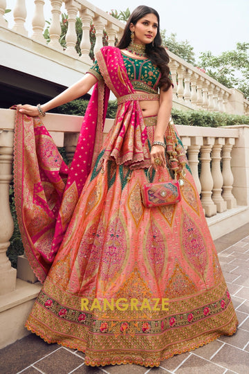 Majestic Blush: Banarasi Designer Silk Lehenga