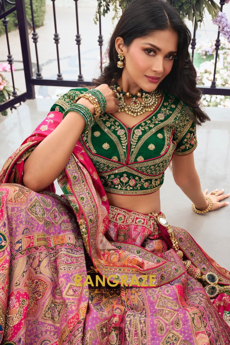 Radiant Symphony: Multicolor Banarasi Silk Lehenga