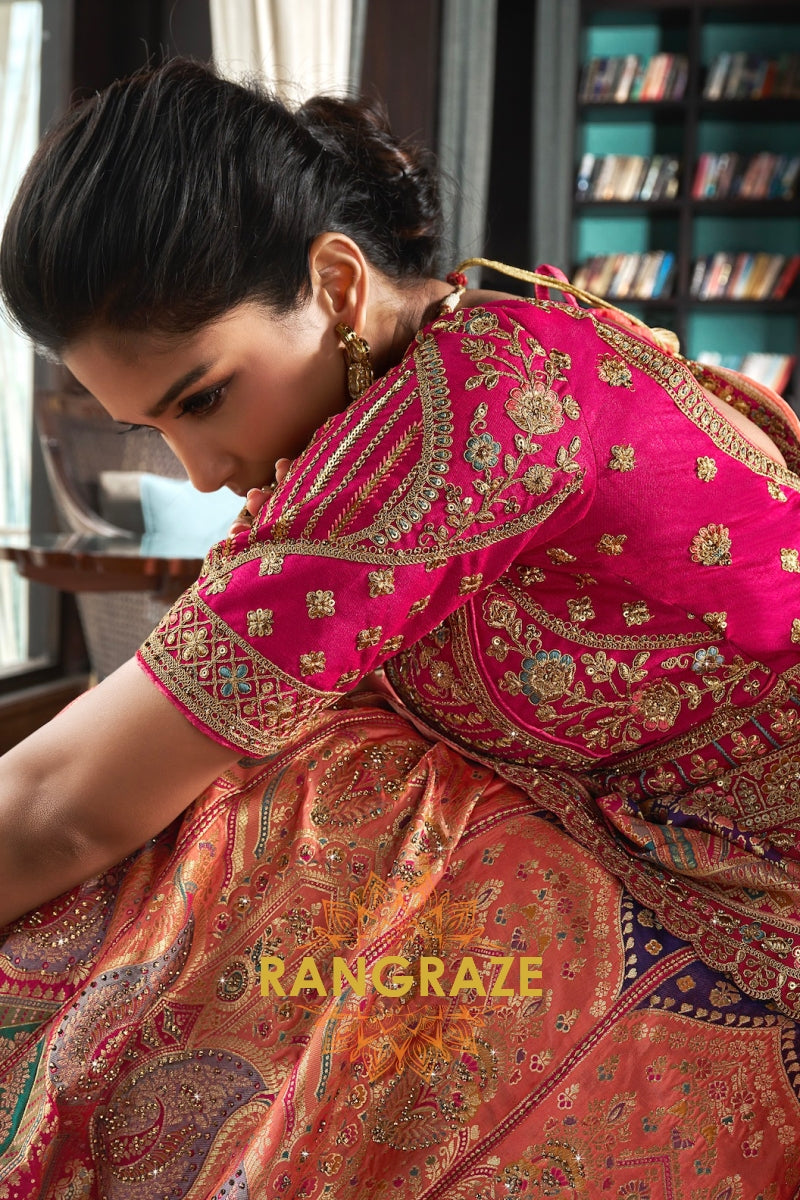 Blush Blossom Radiance Banarasi Silk Lehenga