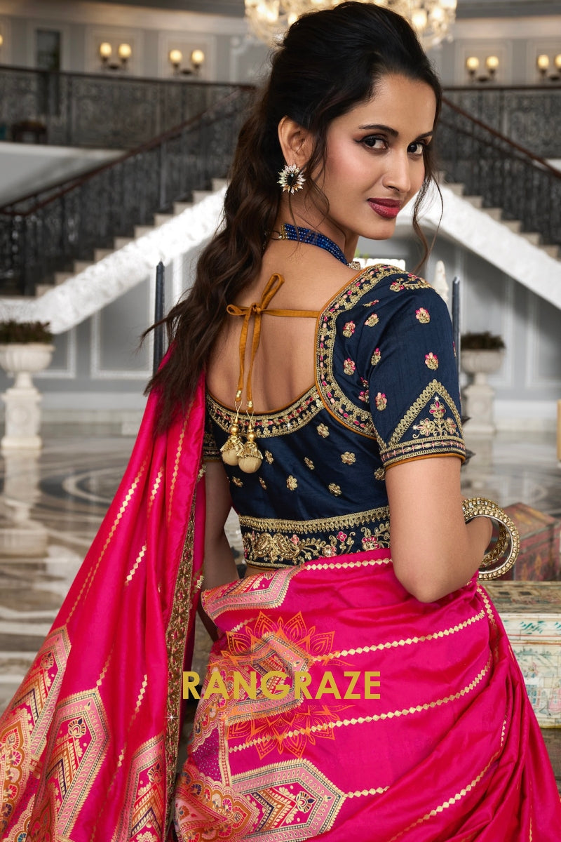 Peach Radiance Designer Banarasi Silk Lehenga