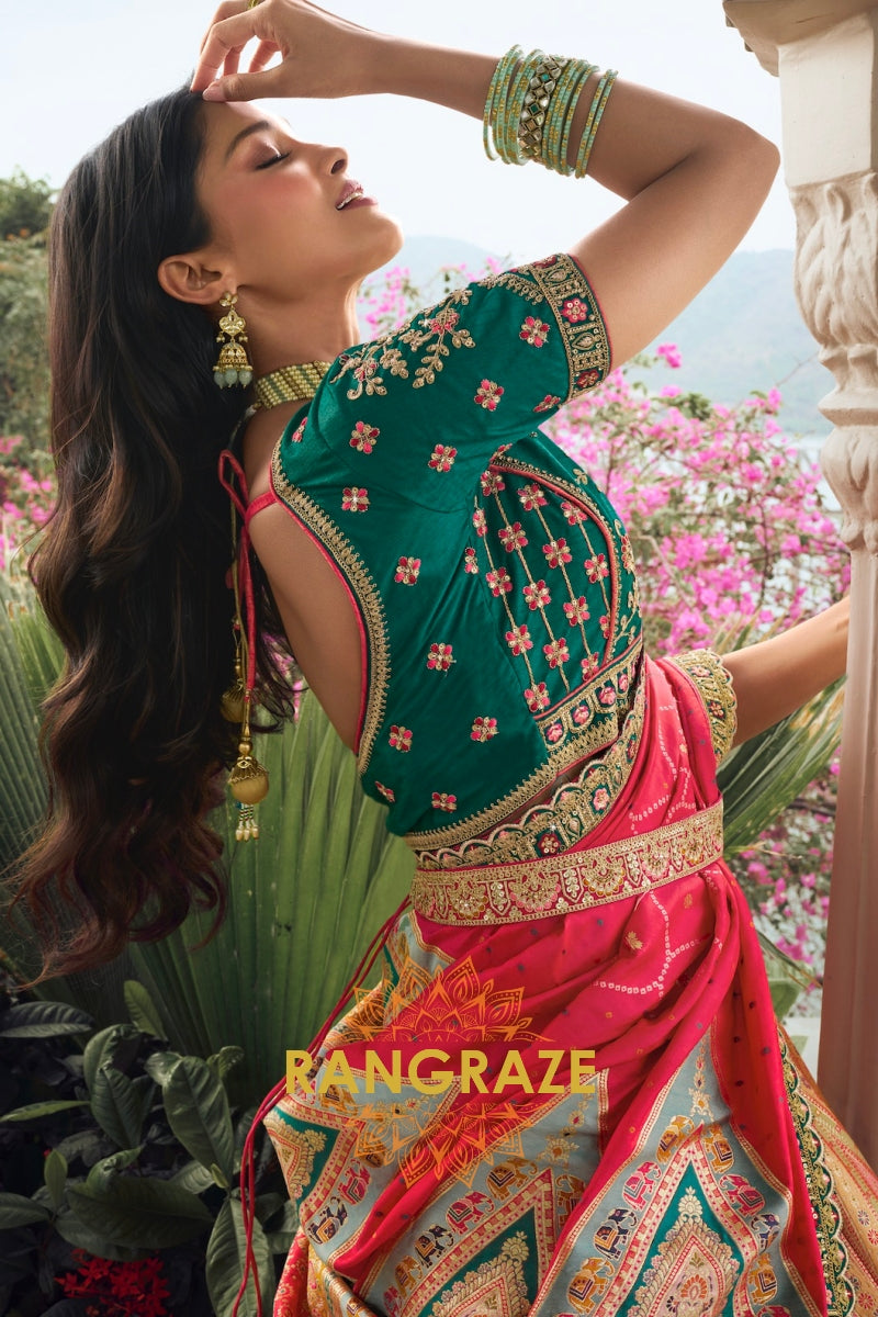 Radiant Multicolor Banarasi Silk Bridal Lehenga