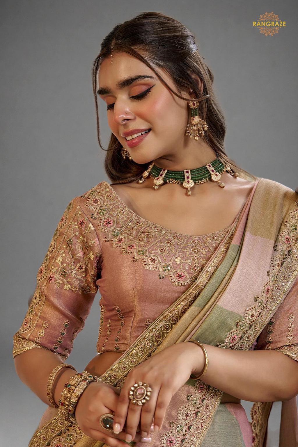 Multicolor Embroidred Fancy Silk Saree
