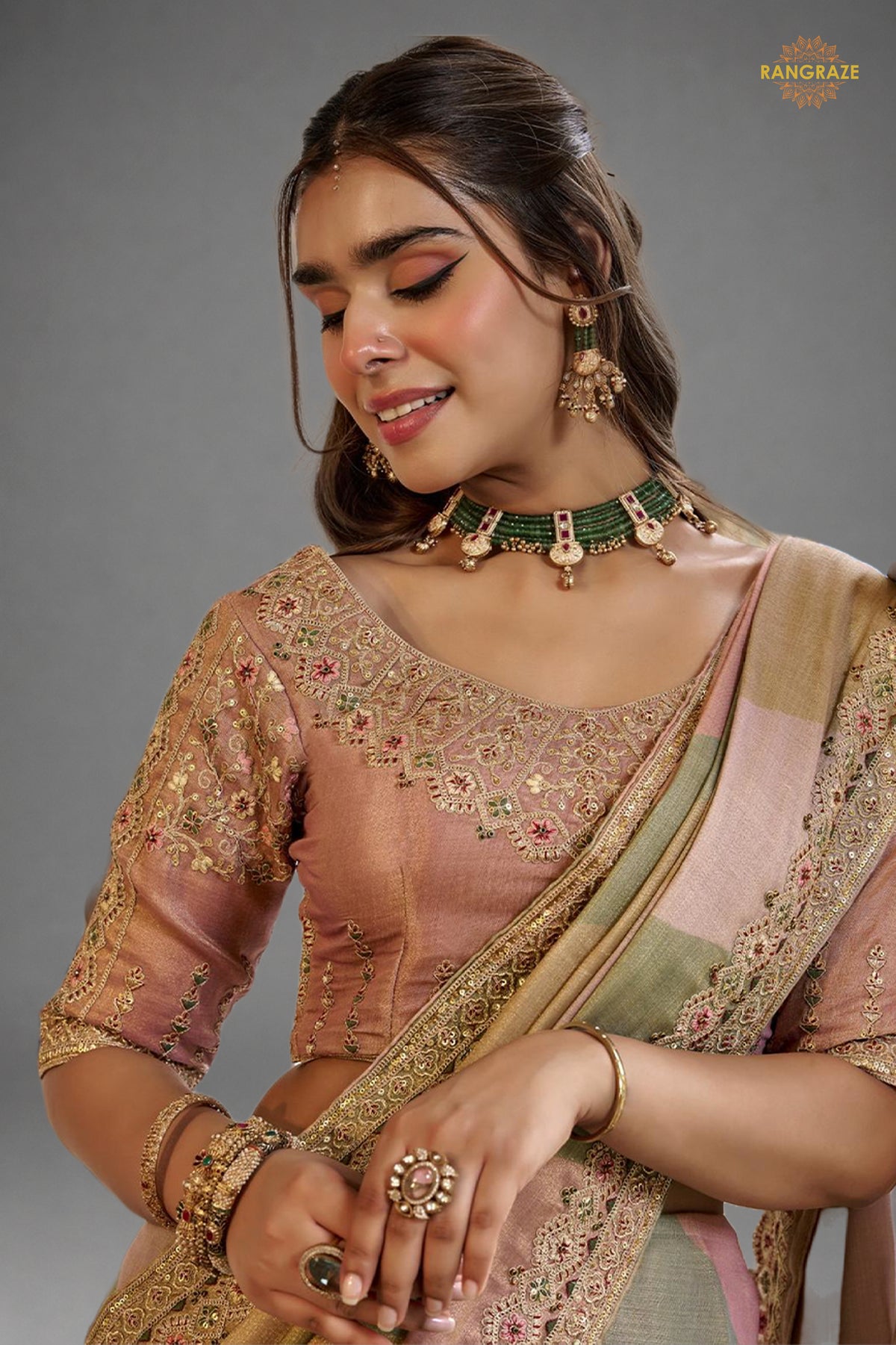 Multicolor Embroidred Fancy Silk Saree
