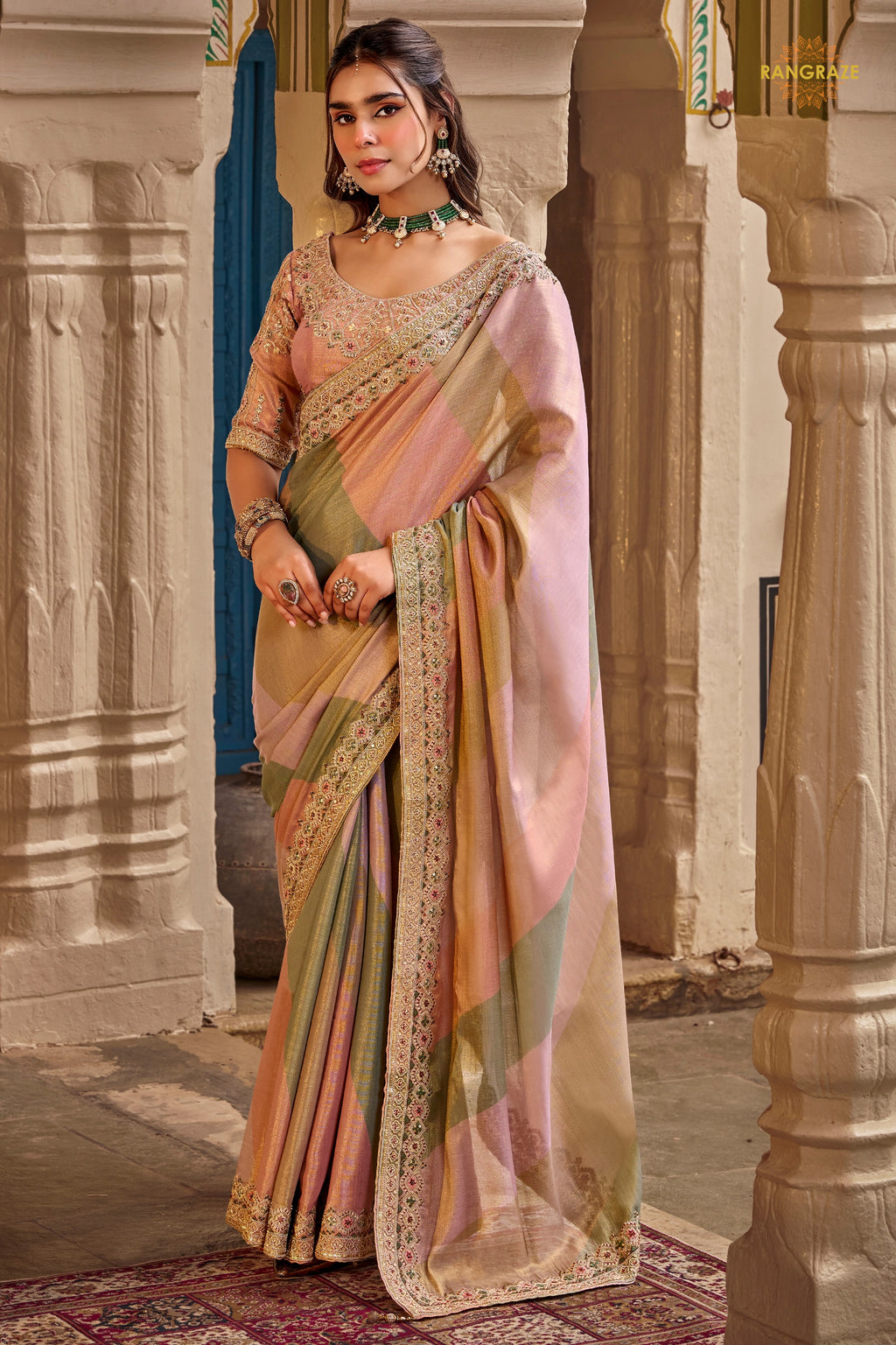 Multicolor Embroidred Fancy Silk Saree