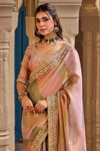 Multicolor Embroidred Fancy Silk Saree