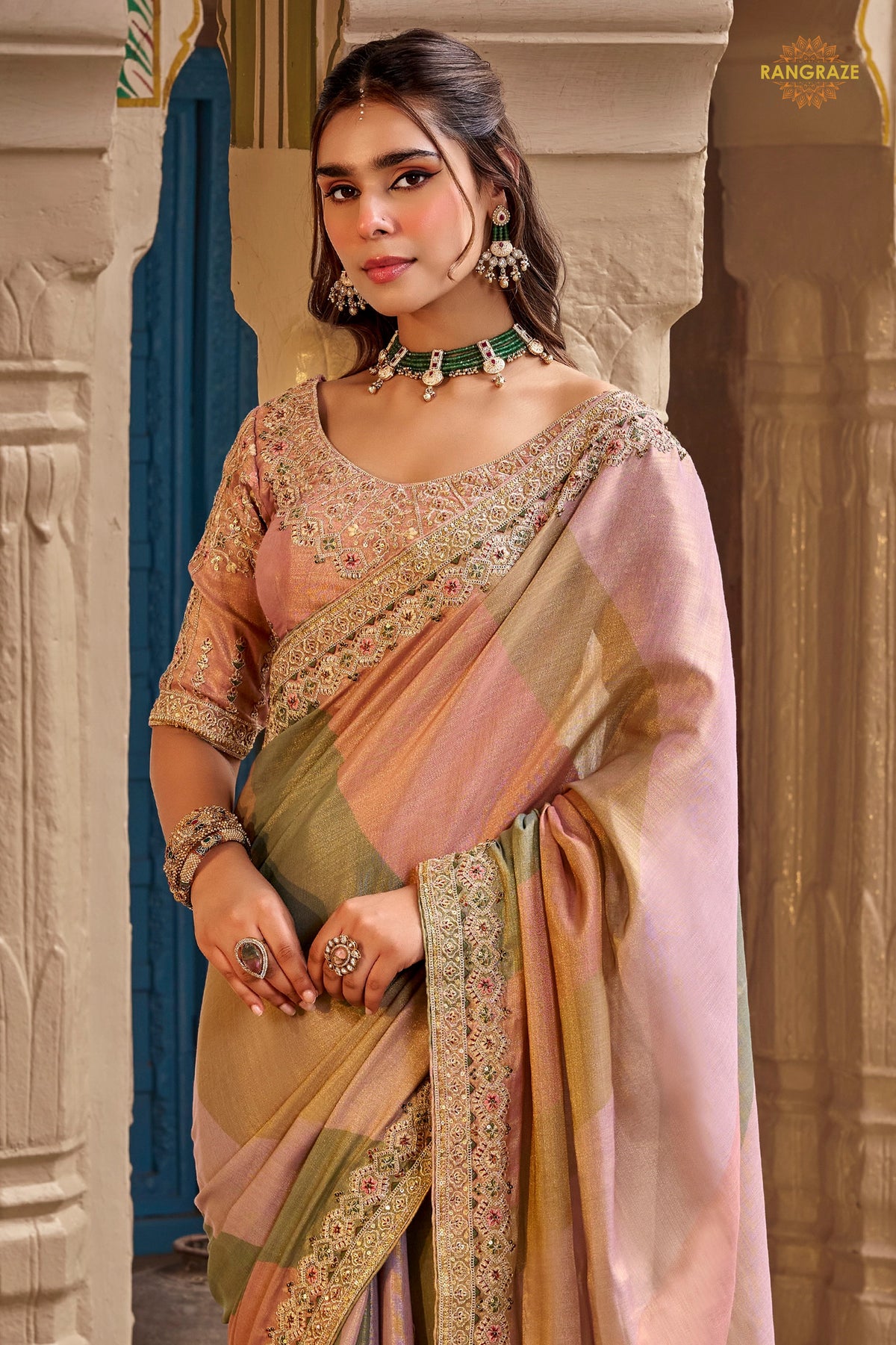 Multicolor Embroidred Fancy Silk Saree