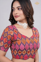 Multicolor Printed Viscose Blouse with Embroidered Work