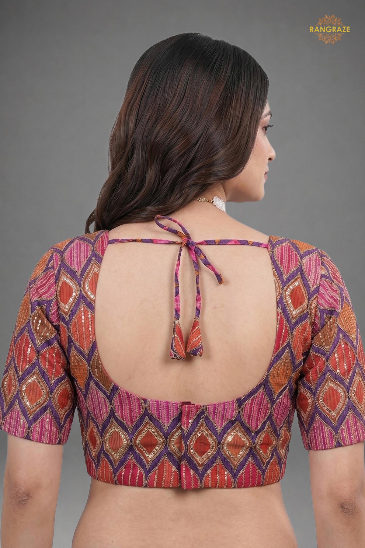 Multicolor Printed Viscose Blouse with Embroidered Work