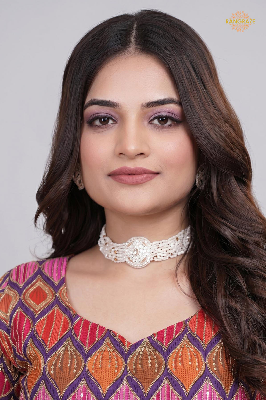Multicolor Printed Viscose Blouse with Embroidered Work
