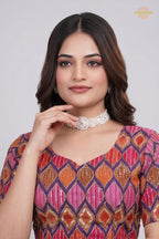 Multicolor Printed Viscose Blouse with Embroidered Work