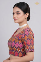 Multicolor Printed Viscose Blouse with Embroidered Work