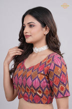 Multicolor Printed Viscose Blouse with Embroidered Work