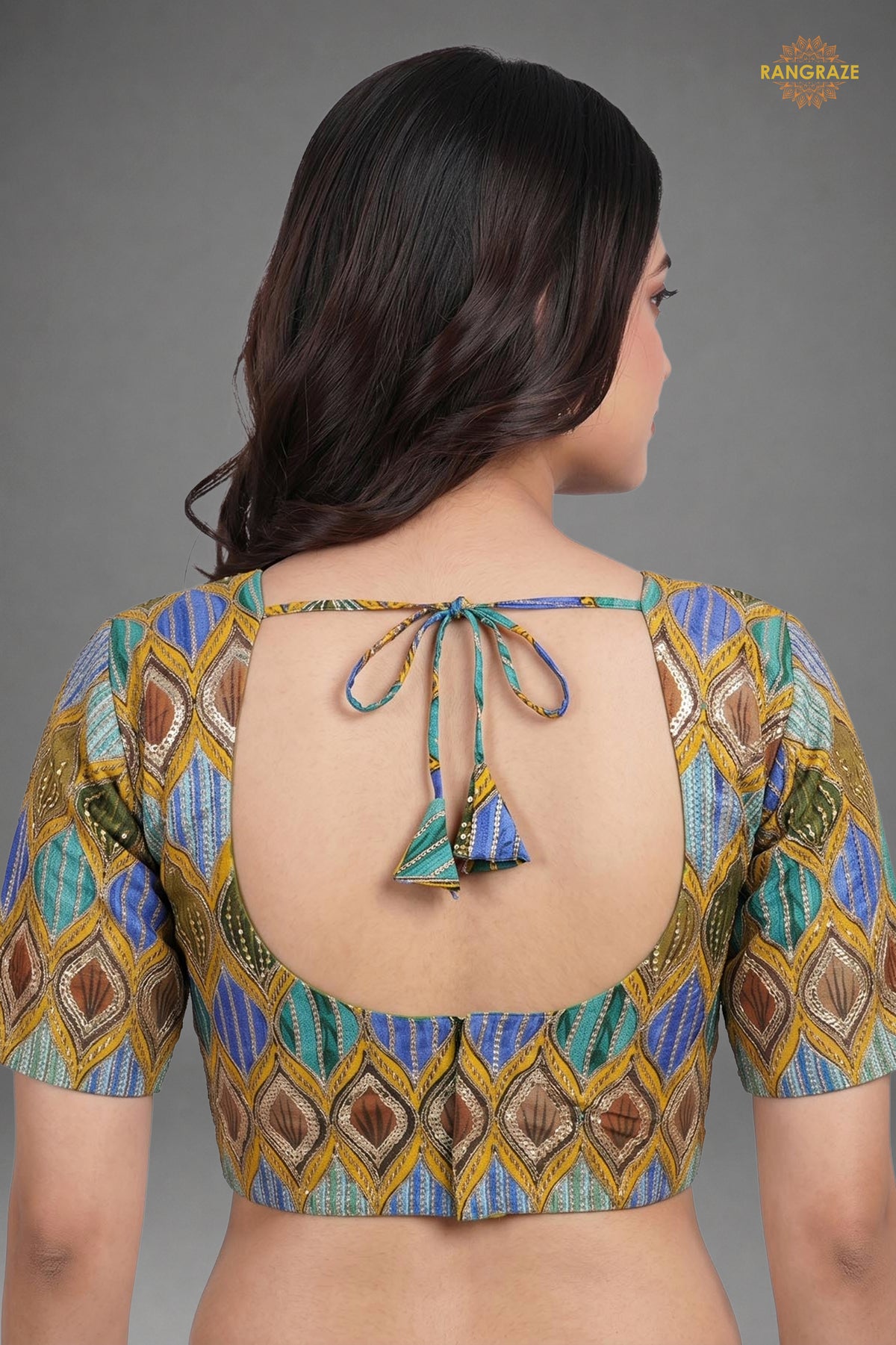Multicolor Printed Viscose Blouse with Embroidered Work
