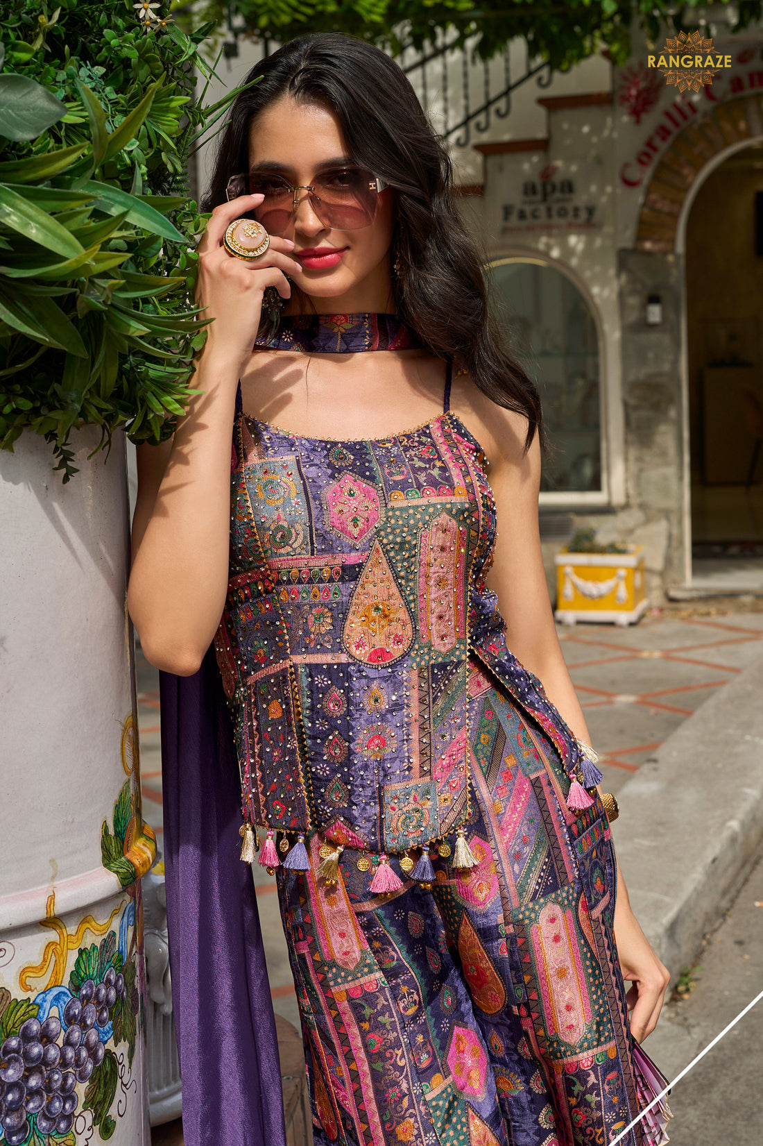 Multicolor Readymade Viscose Jacquard Co-Ord Set With Dupatta