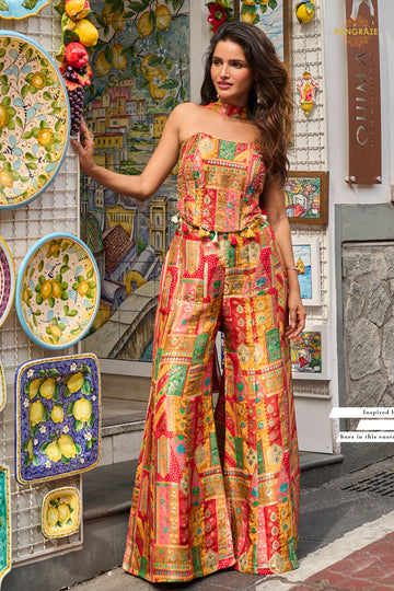 Multicolor Readymade Viscose Jacquard Co-ord Set With Dupatta