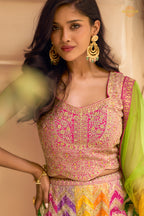 Multicolor Stitched Chinon Palazzo Set with Dupatta