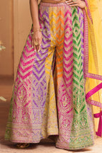 Multicolor Stitched Chinon Palazzo Set with Dupatta