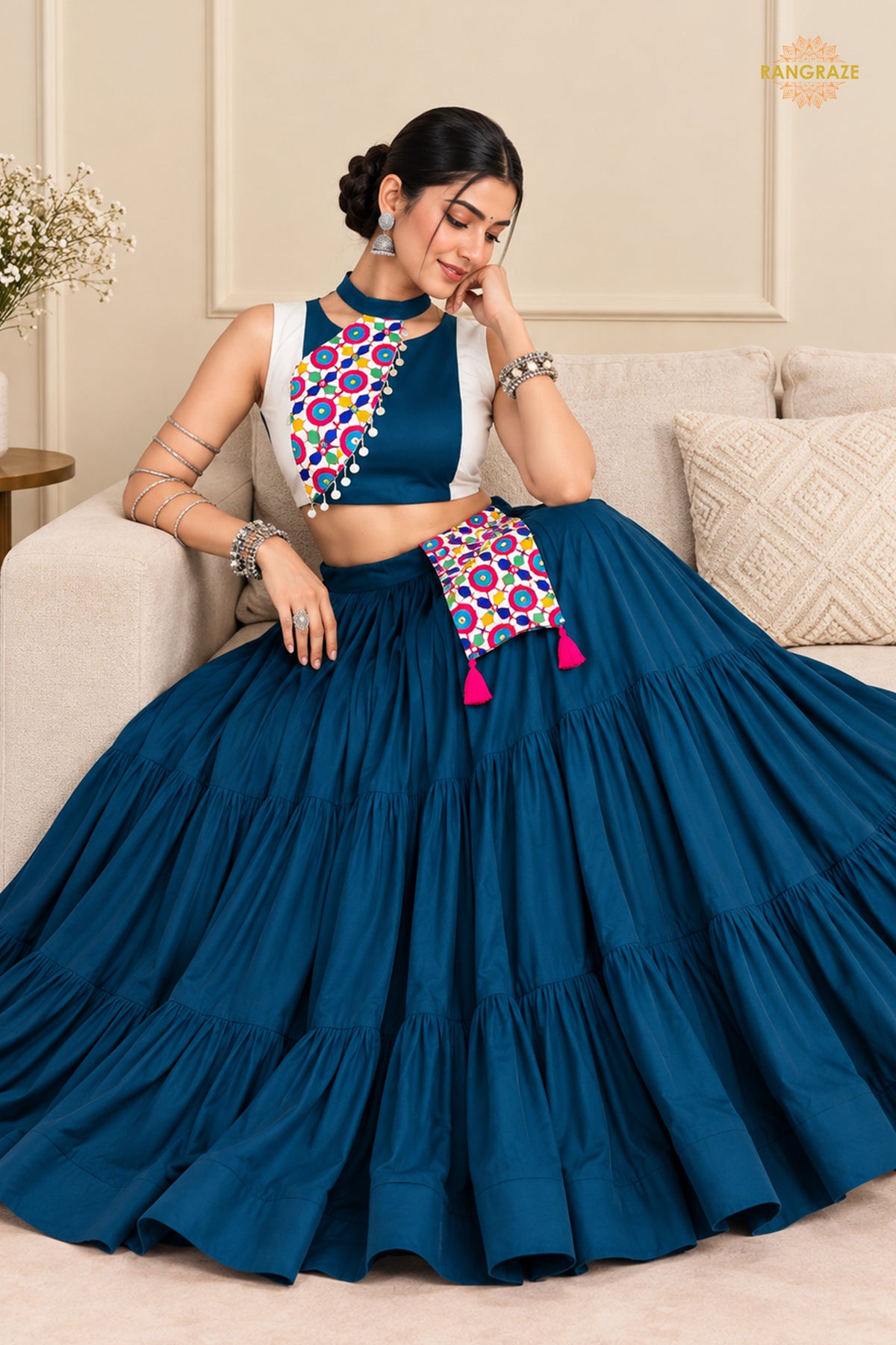 Neel Rang Gamthi Lehenga