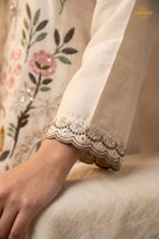 Off White Stitched Stitched Palazzo Suit