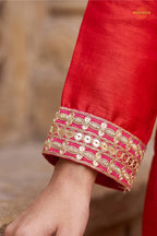 Orange Stitched Embroidered Chinon Sharara Suit