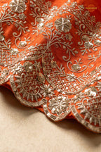 Orange Stitched Embroidered Silk Anarkali Suit
